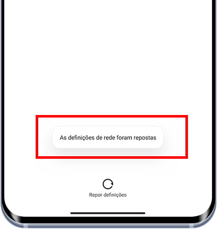 As configurações de rede foram restauradas no Xiaomi.