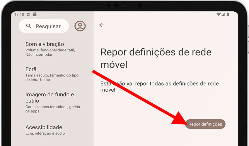 Redefinir configurações de rede no Android