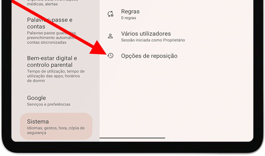 Opções de recuperação no Android