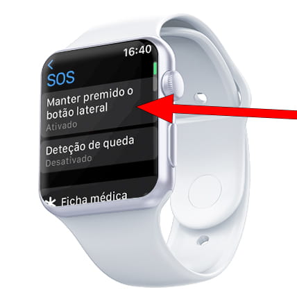 Ativar chamada de emergência Apple Watch