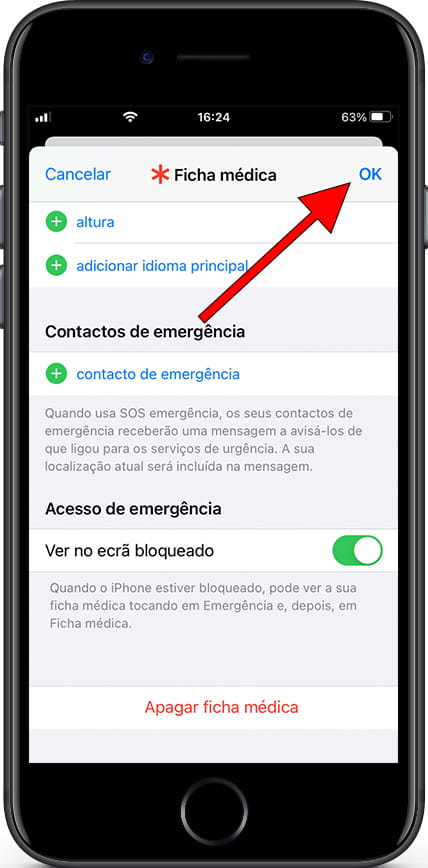 Salvar dados médicos iPhone