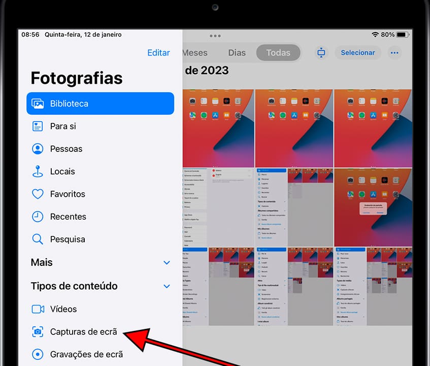 Tipos de conteúdo: capturas Apple iPad Pro 12.9 (2022)