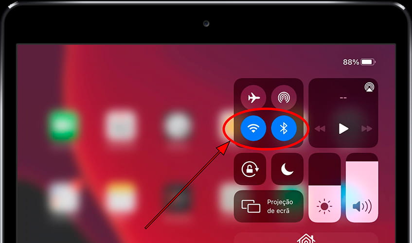 Conexão Wi-Fi e Bluetooth para iPad
